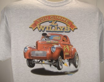 Willys Gasser Classic Drag Racing T-shirt 100% Cotton  S-XXXL