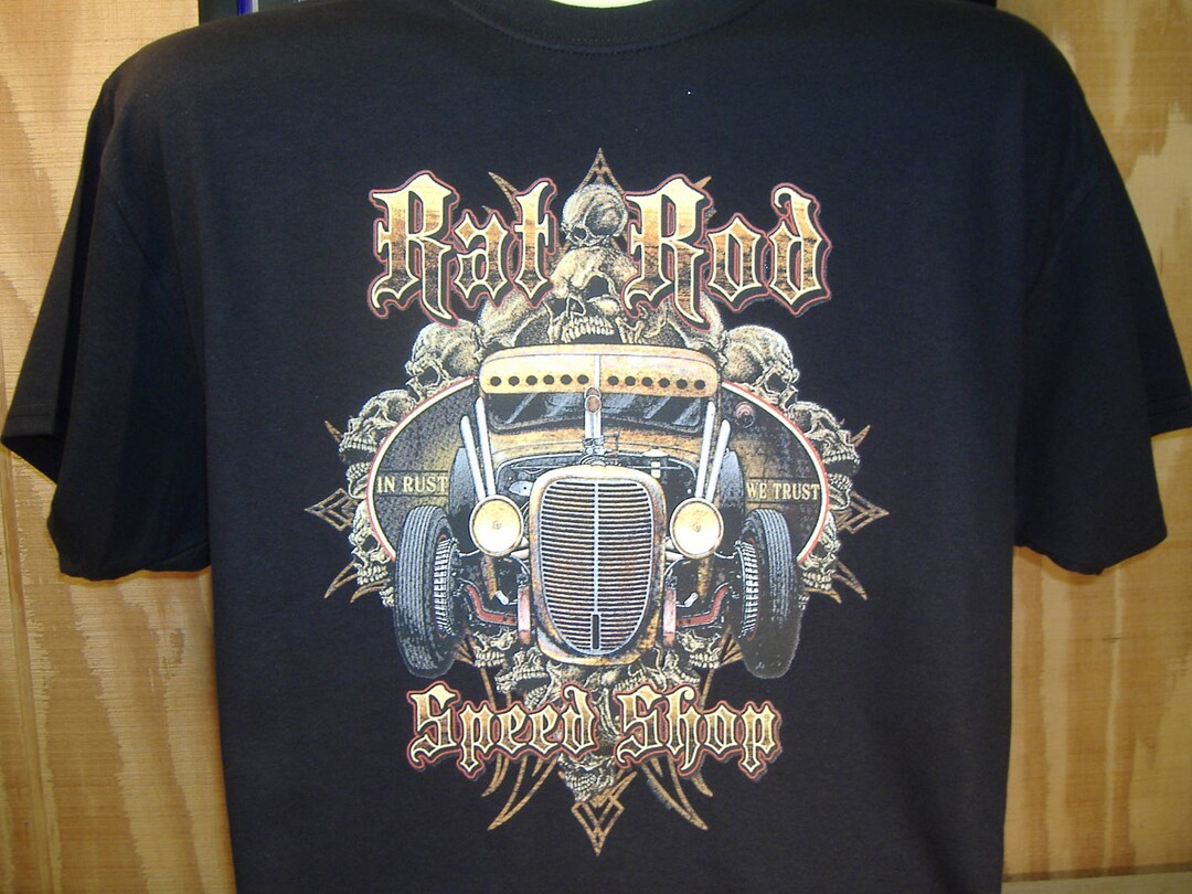 Rocker Bros Speed Shop T-Shirt T Shirt Clothing 100% Cotton Rat - Foto 3