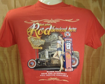 Hot Rod Get Your Rod Serviced Rat Rod-Hot Rod Pinup T-shirt 100% Cotton  S-XXXL
