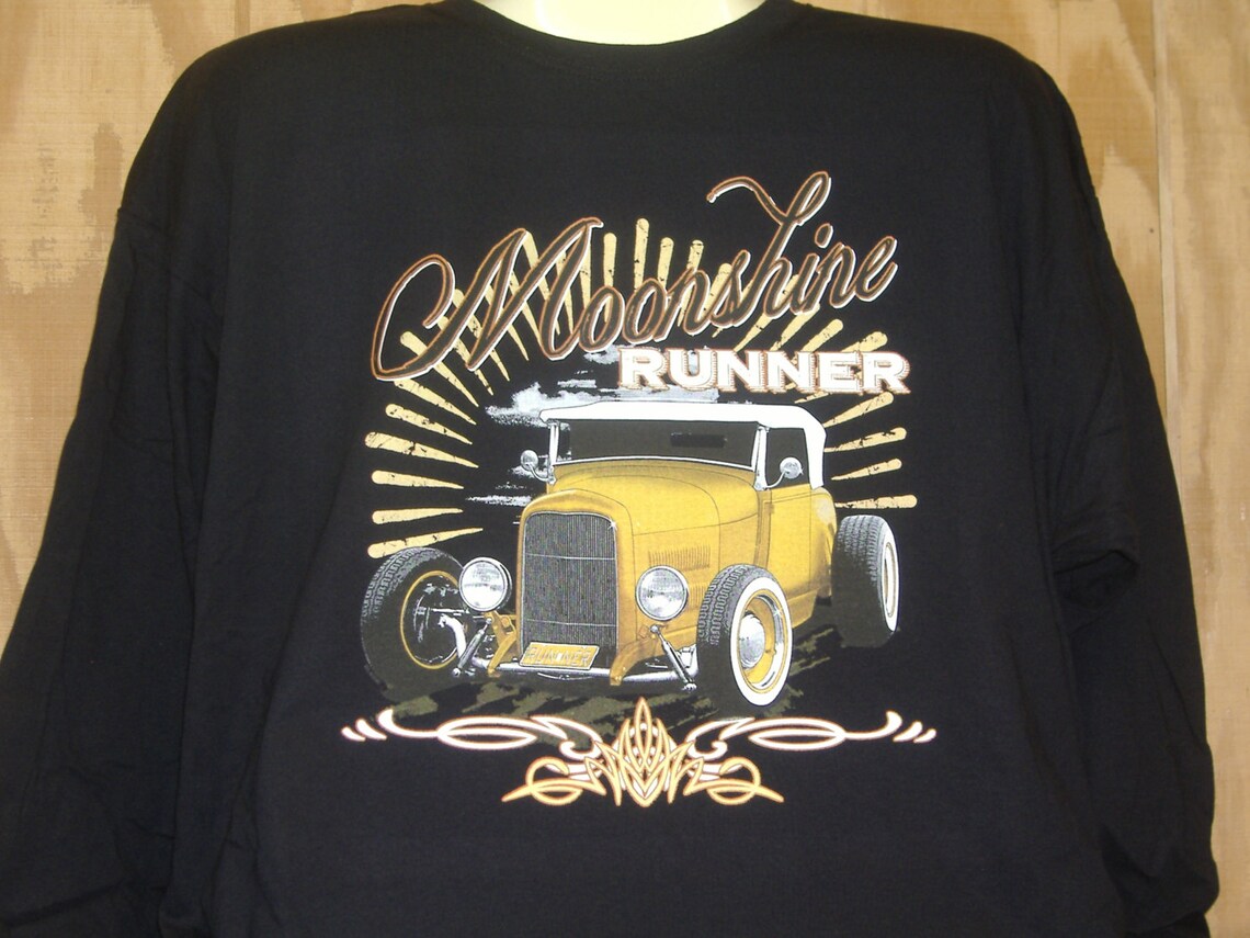 Hot Rod T Shirts For Men Cool Moonshine Runner Hot Rod T-Shirt – 100% Cotton Rat Rod Style Tee For Men Moonshine Spirit Jacket - Foto 3