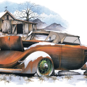 Ford &#39;35-&#39;36 Ragtop Farm Field Find Hot Rod Rat Rod T-shirt 100% Cotton S-XXXL