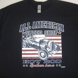 All American Speed Shop Hot Rod Rat Rod Garage T-shirt 100% Cotton  S-XXXL