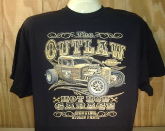 The Outlaw Garage Hot Rod Rat Rod T-shirt 100% Cotton  S-XXXL