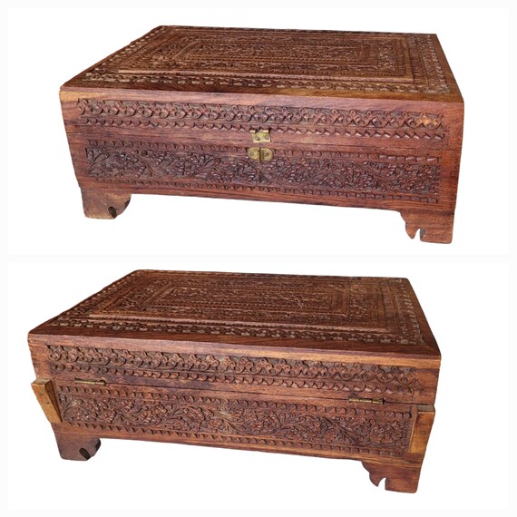 Hand Carved Wood Jewelry Box - image 8