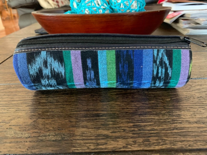 Guatemalan Colorful Textile And Leather Pencil Case