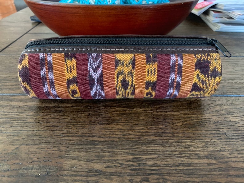 Guatemalan Colorful Textile And Leather Pencil Case