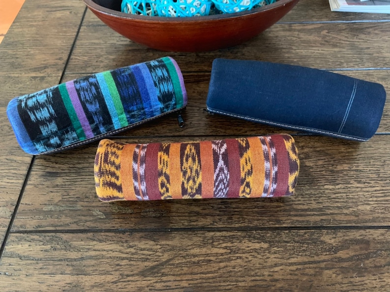 Guatemalan Colorful Textile And Leather Pencil Case