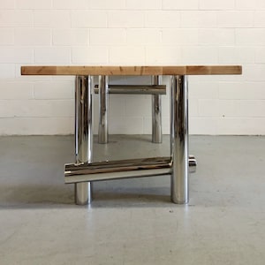 Mirror Finish Stainless Steel Table Legs: Chrome Bamboo Design (Set of 2)