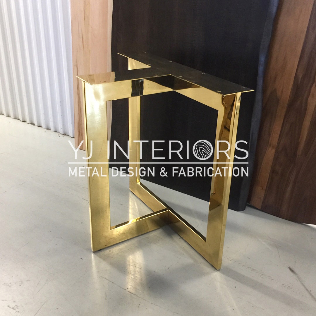 光沢のあるゴールドのテーブル脚（2個セット）：ステンレススチール製