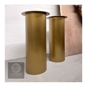 Round Gold Drum Table Legs: Cylinder Brass Furniture Legs (28&quot;)