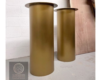 Round Cylinder Drum Brass Table Legs Bases