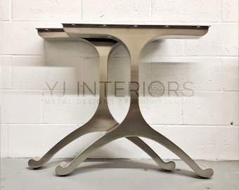 Y-Form Wishbone Tischbeine: Gebürsteter Edelstahl, 71 cm H (2er-Set)