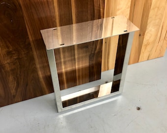 Mirror Finish Stainless Steel U Bench Legs, Chrome Metal, 14x16 (Set of 2)