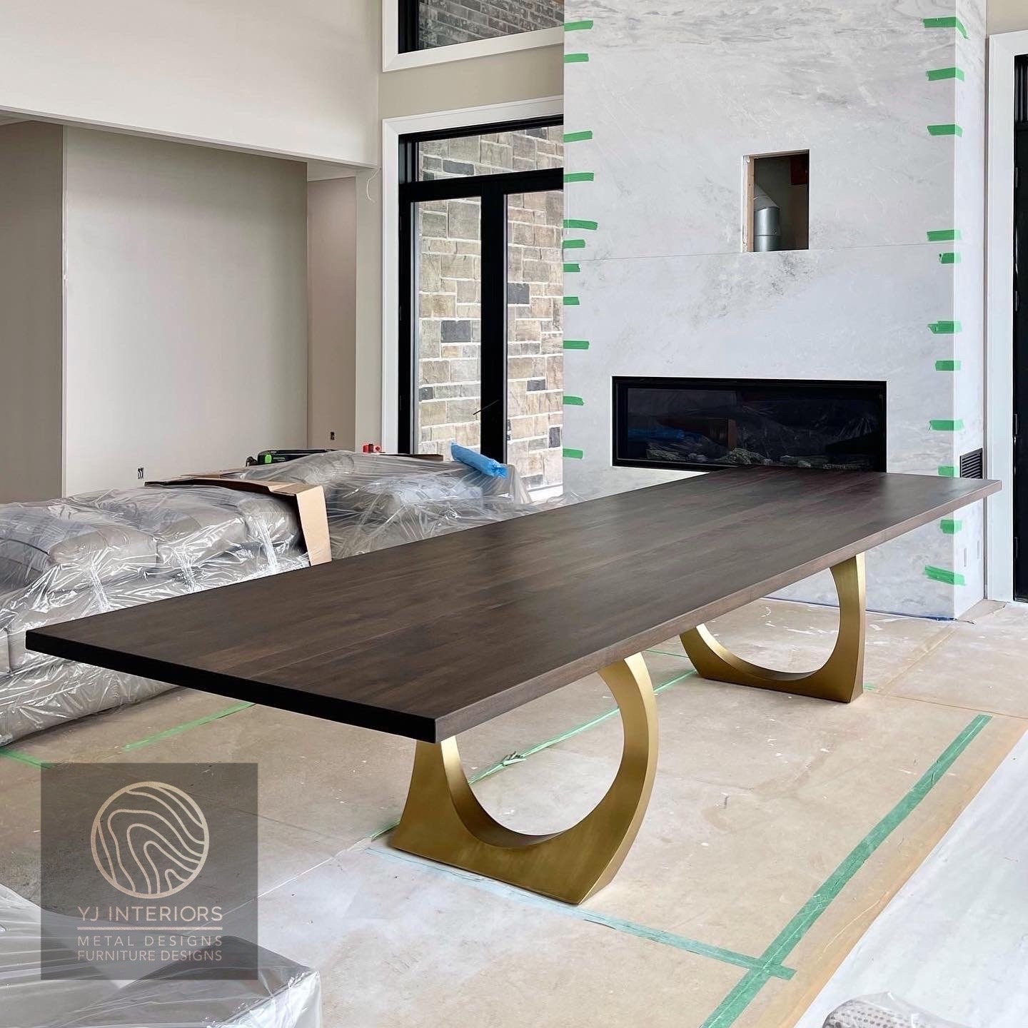 Charcoal walnut halo dining table