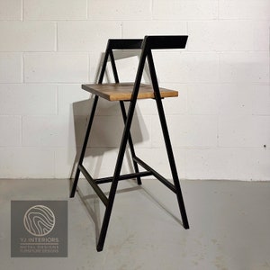 Handcrafted Wood and Metal Frame Bar Chair (Model Name: Emily)