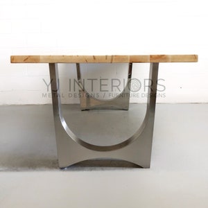 The Tunnel Trapezoid 2.0 Metal Legs, Brushed STAINLESS STEEL ,  27.5" H SET(2), Live Edge River Table, Dining Table Legs, Marble, Granite