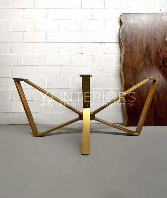 The Drac Brass Metal Table Legs Brushed Satin Brass Gold Finish