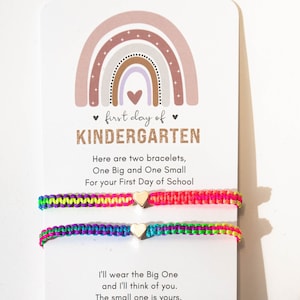 Mommy and Me Heart Colorful Matching Bracelets, First Day of Kindergarten