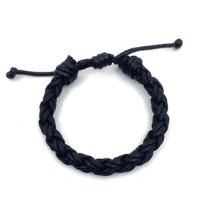 Thick Braided Bracelet Black Leather, Boys Favors, Daddy and Son Bracelet, Unisex, Family Bracelets