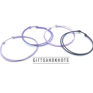 Adjustable Purple Bracelets Anklets 1mm Thin Unisex, Minimalist