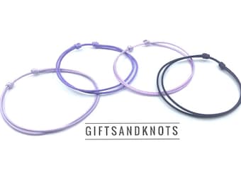 Purple Shades Thin Anklet Bracelet, Purple Colors, Unisex, Minimalist, Surf, Beach