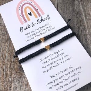 Pulseras de corazón de mamá y yo, a juego negro, regreso a clases
