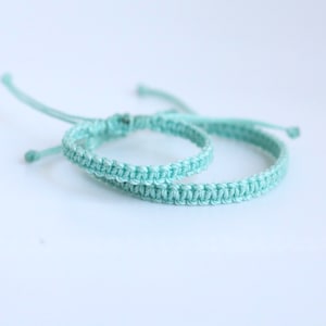 His and Hers Bracelets, Mint Macrame Bracelets