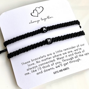Personalized Initial Couple Bracelet Set, Always Together Gift