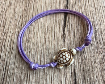 Kids Anklet, Purple Girls Anklet, Girl Bracelet, Turtle Anklet, Kids Jewelry, Children Bracelets, Friendship Bracelets