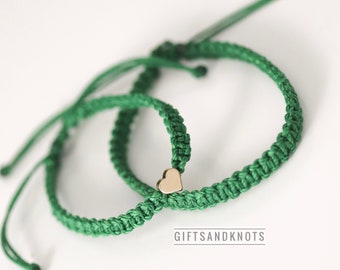 Couple Bracelets Gold Heart Green Matching Bracelets