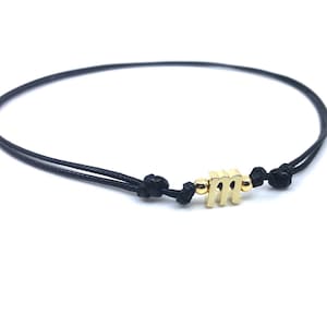Perlen Initial Choker Armband Fußkettchen 14K vergoldet Schwarz