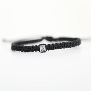 Pulsera con iniciales en plata de ley, personalizada, impermeable, ajustable, para hombre y mujer, hecha a mano, lista para regalar.