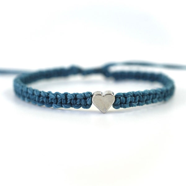 Teal Awareness Ribbon Silver Heart Bracelet