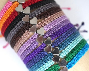 Bracelet Silver Heart Choose Color