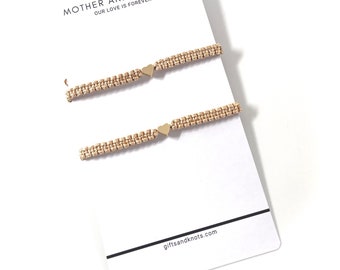 Mother Daughter Bracelet Set, Gold 14K Hearts, Mommy and Me Matching, Mother's Day Gift