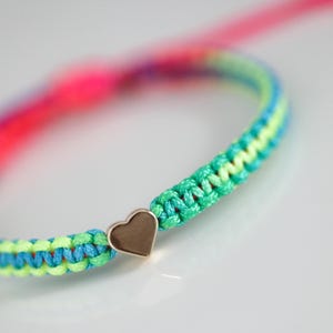 Family Bonding Bracelets, Colorful Rainbow, Matching Heart Charms image 8