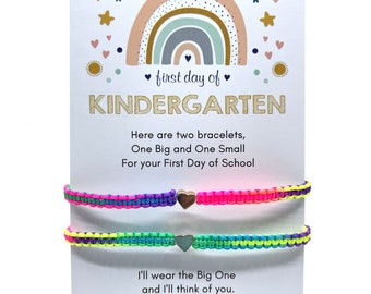 Mommy and Me Heart Rainbow Matching Bracelets, First Day of Kindergarten