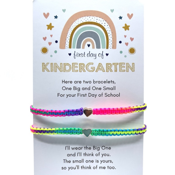 Rainbow Colorful Mommy and Me Bracelets, First Day Kindergarten, Matching Bracelet