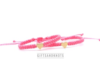 Pink Heart Bracelet Set Mommy and Me