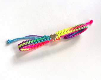 Gold Plated Heart Bracelet Colorful Nylon Rope
