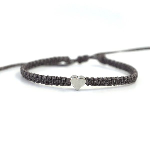 Gray Ribbon Silver Heart Awareness Bracelet