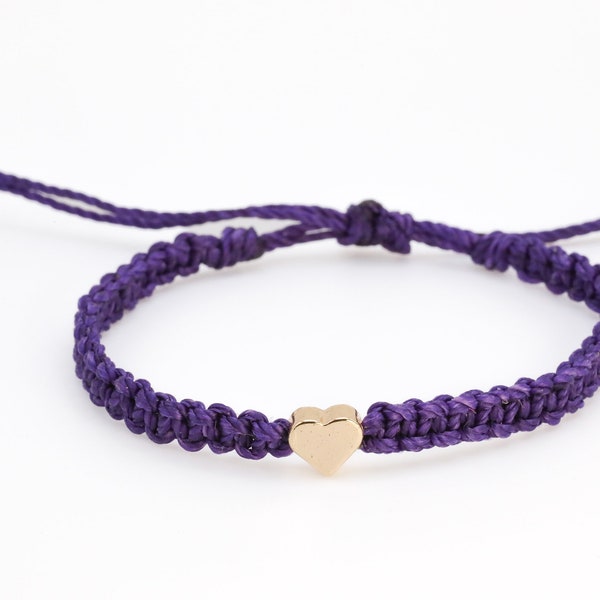 Gold Heart Dark Purple Bracelet