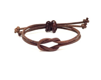 Simple Bracelet, Leather Bracelet, Celtic Knot, Nautical Knot