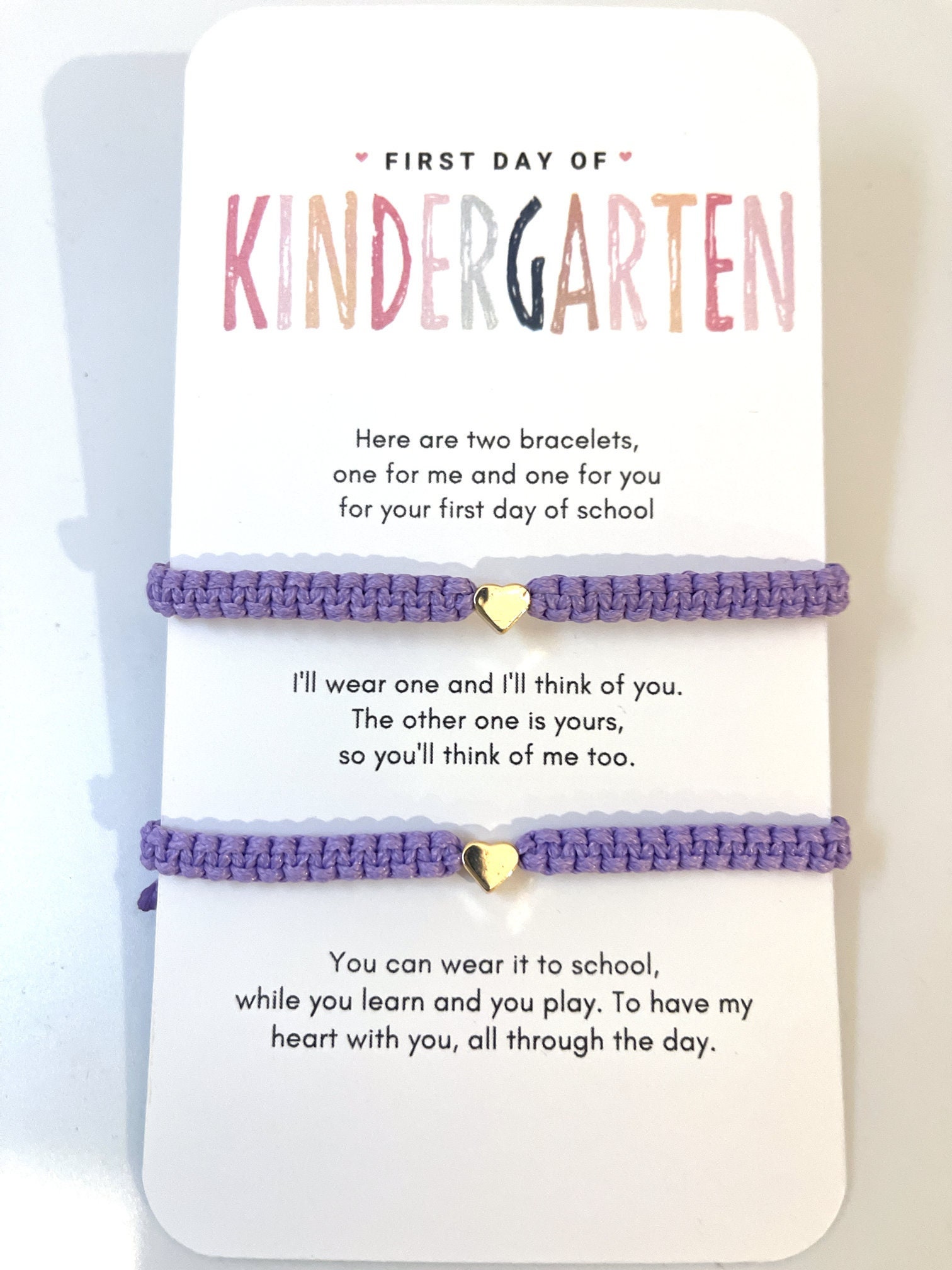 Matching Heart Bracelets For 2 - Mother Daughter Bracelets, First Day Of Kindergarten Gift, Adjustable Clay Beads