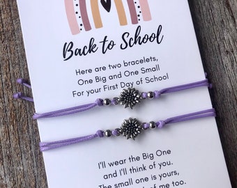 Mommy and Me Sunflower Bracelets, Purple Matching, Back to School