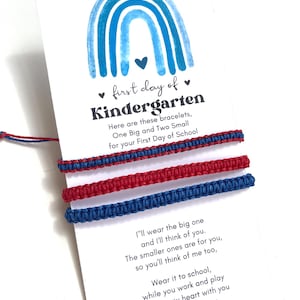First Day of Kindergarten Family Matching Bracelets, Adjustable Waterproof Cord, First Day of School Gift, Red Blue Bracelets