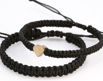 Couple Bracelets Gold Heart Black Matching Bracelets