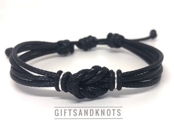 Celtic Knot Bracelet, Black Waterproof Bracelet, His and Hers, Adjustable Bracelet, Infinity Bracelet, Unisex, Family Bracelets