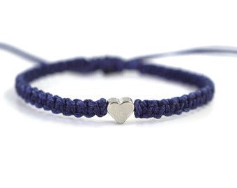 Pulsera de corazón de plata de concientización de cinta azul