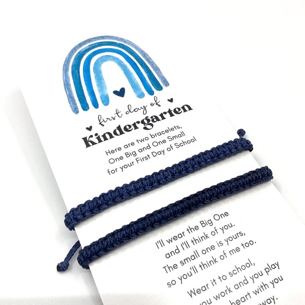 First Day of Kindergarten, Mommy and Me Blue Matching Bracelets, Back to School, Bracelet Set, Braided Bracelet